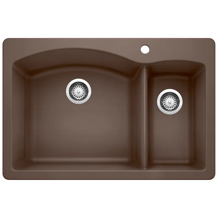 Diamond Silgranit 33" L x 22" W Double Basin Drop-In/Undermount Sink