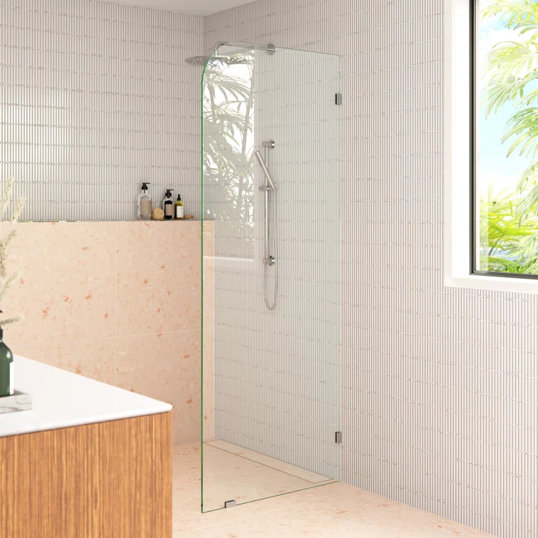 Solaris 34 in. x 78 in. Fully Frameless Radius Single Fixed Shower Panel