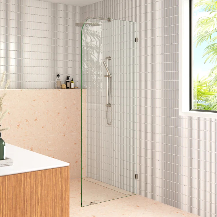 Solaris 36 in. x 78 in. Fully Frameless Radius Single Fixed Shower Panel