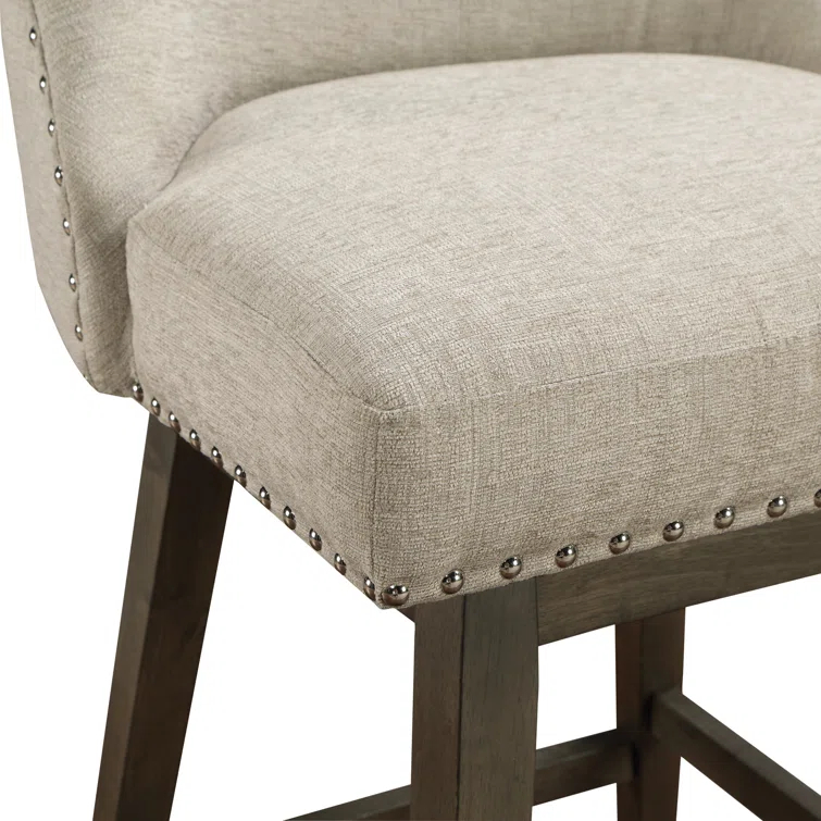 Granville Swivel Upholstered Counter Stool with Solid Wood Frame