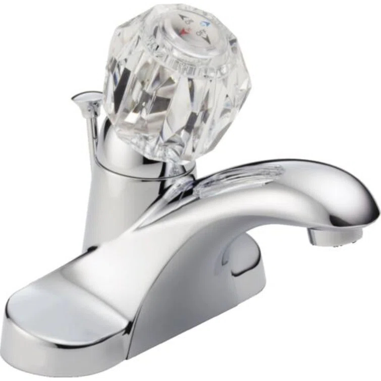 Foundations Centerset Bathroom Faucet with Single Push Tilt Handle