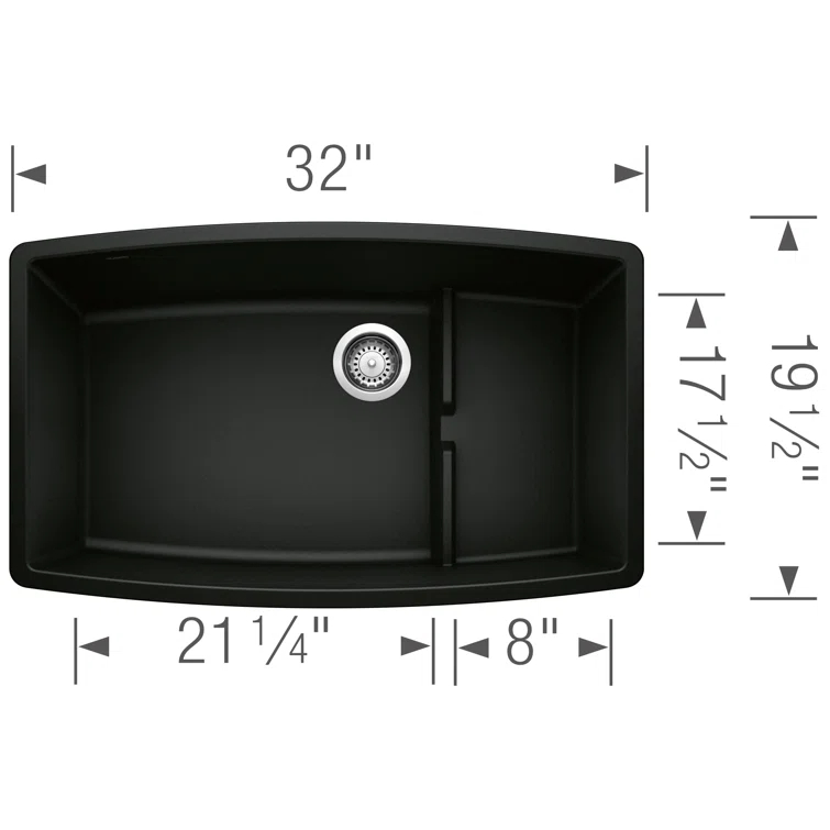 Performa Cascade SILGRANIT 32" L X 20'' W Single Bowl Undermount Kitchen Sink with Colander