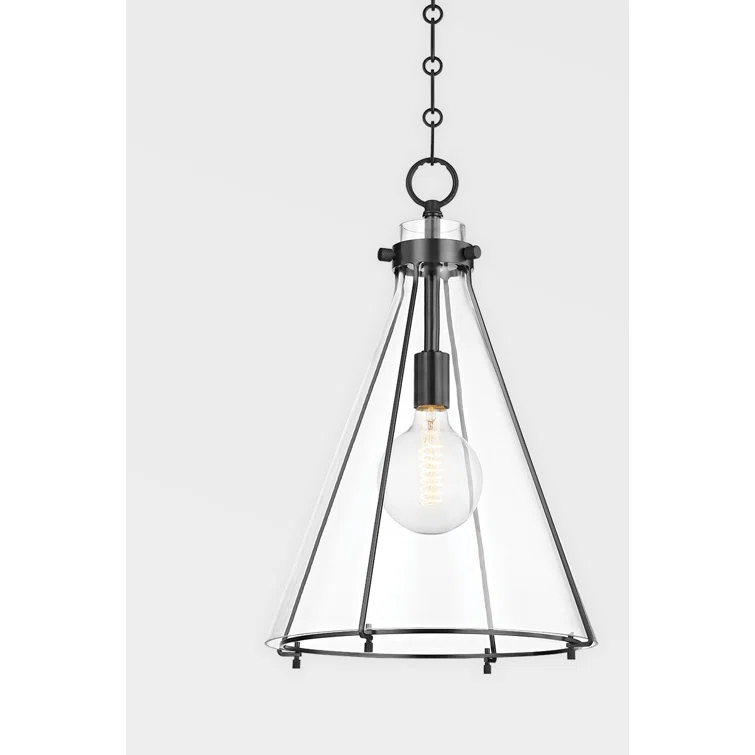 Sybil Pendant Light - Clear / Flared / Antique Bronze