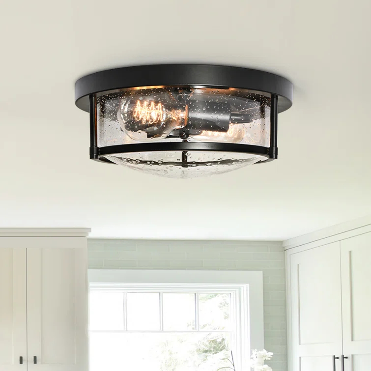 Lampkins 2 - Light Seeded Glass Shaded Flush Mount