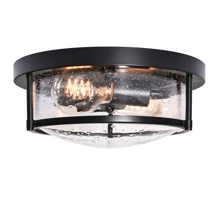 Lampkins 2 - Light Seeded Glass Shaded Flush Mount