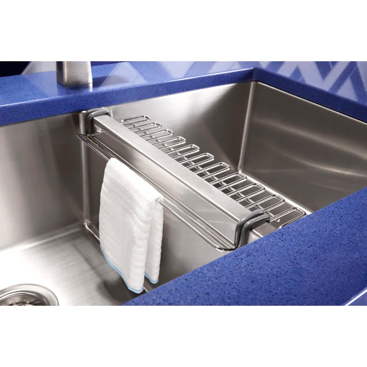 Strive 32" L x 18-1/4" W x 9-5/16" Under-Mount Double-Equal Kitchen Sink with Basin Rack
