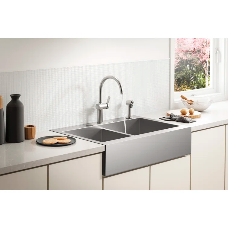 Vault™ 35.75" L x 24.3125" W Double Basins Farmhouse Kitchen Sink