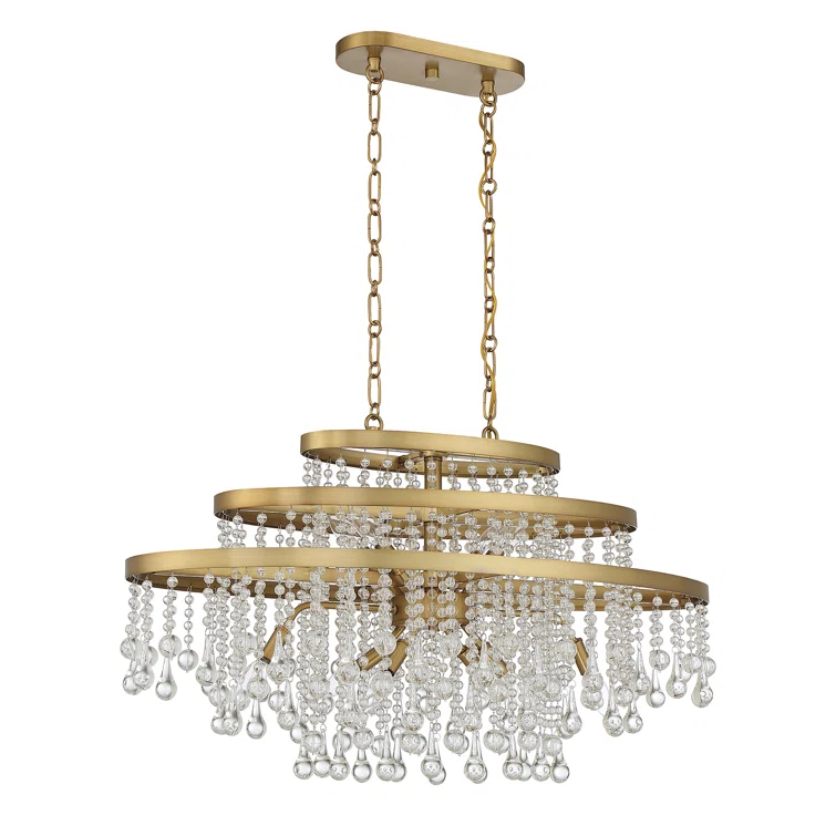 Luna 10-Light Oval Chandelier in Warm Brass