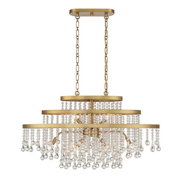 Luna 10-Light Oval Chandelier in Warm Brass