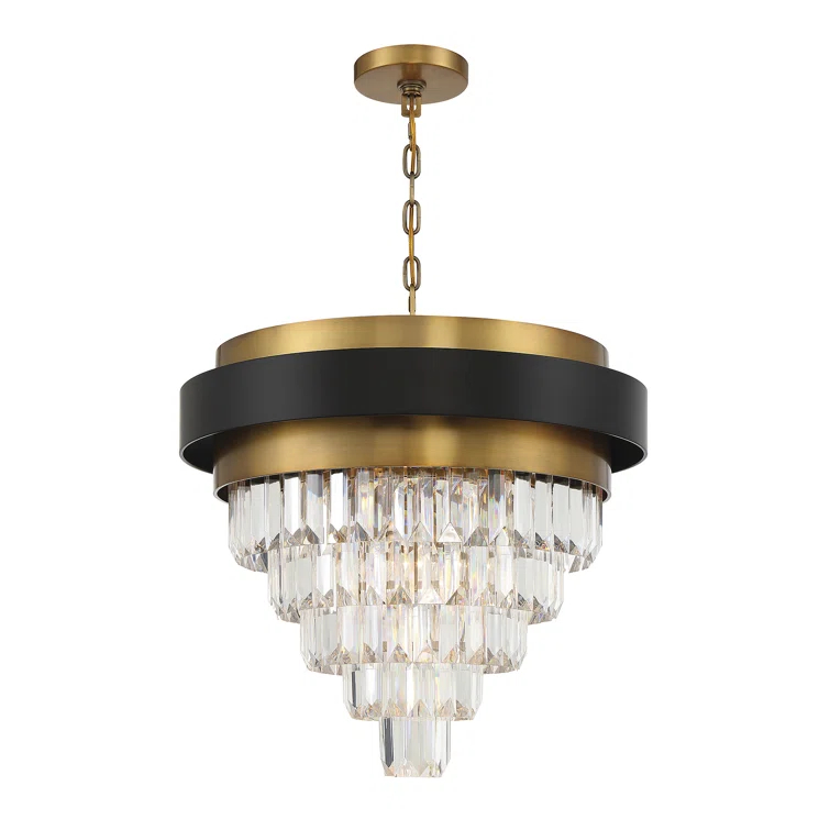 Marquise 4-Light Chandelier in Matte Black with Warm Brass Accents