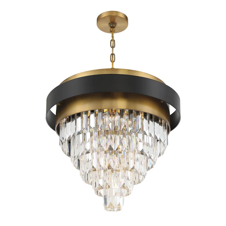 Marquise 4-Light Chandelier in Matte Black with Warm Brass Accents