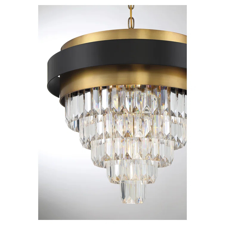 Marquise 4-Light Chandelier in Matte Black with Warm Brass Accents
