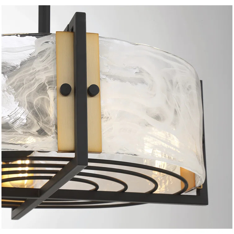 Hayward 4-Light Fan D'Lier in Matte Black with Warm Brass Accents
