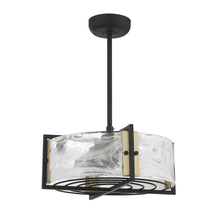 Hayward 4-Light Fan D'Lier in Matte Black with Warm Brass Accents