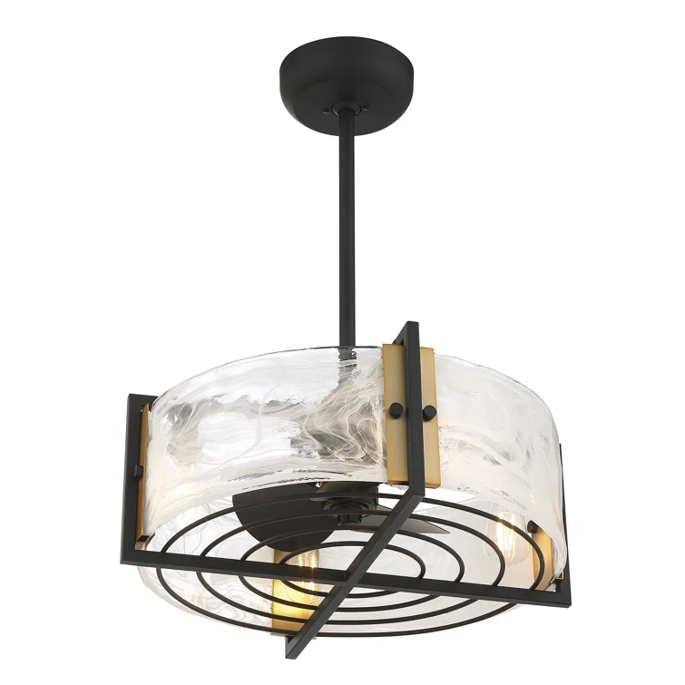 Hayward 4-Light Fan D'Lier in Matte Black with Warm Brass Accents
