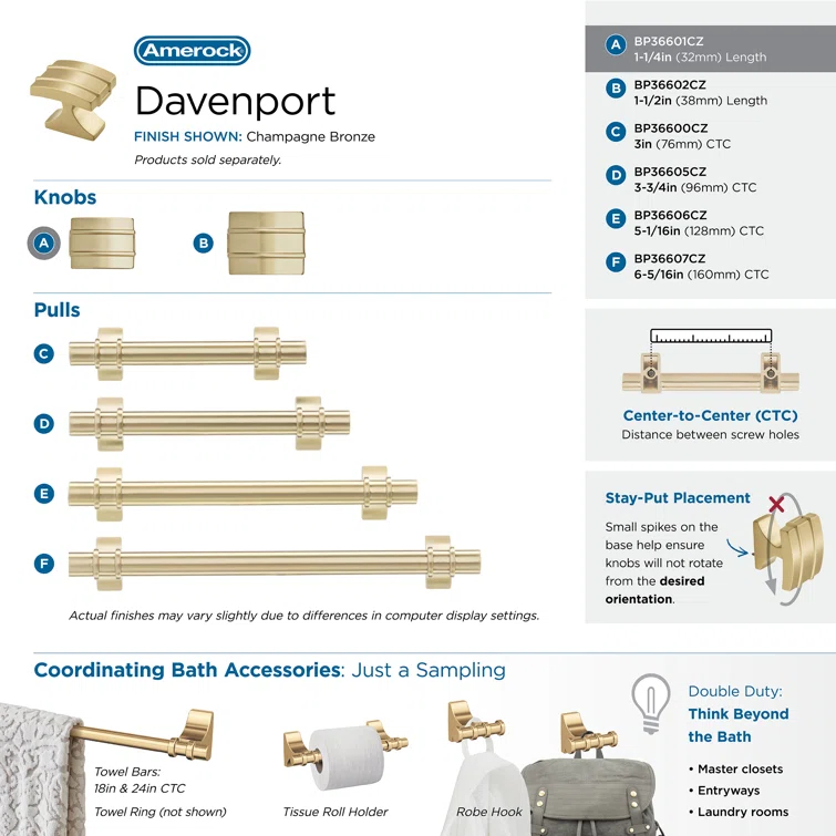 Davenport 1 3/16" Length Square Knob