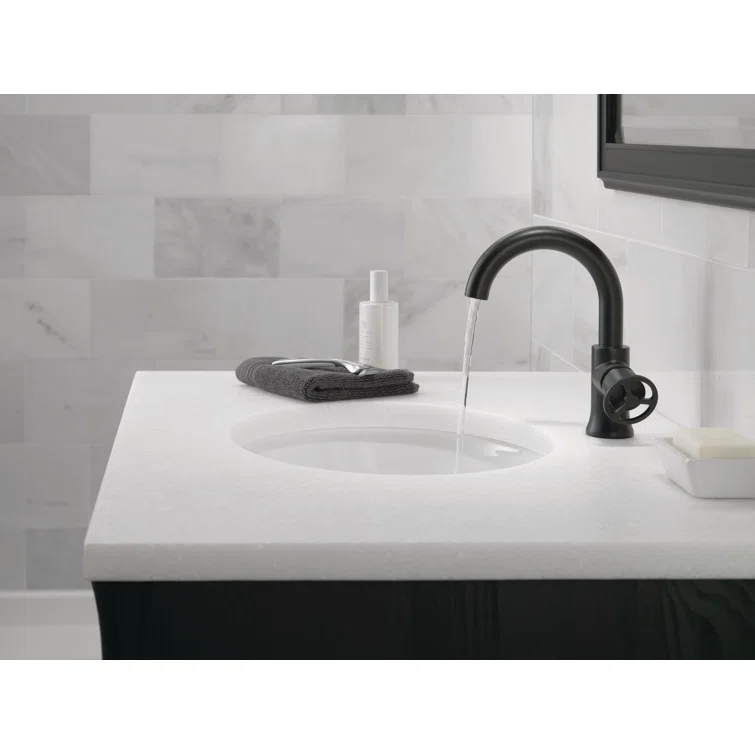 Trinsic Single Hole Bathroom Faucet with Wheel Handle, Single Handle Bathroom Sink Faucet