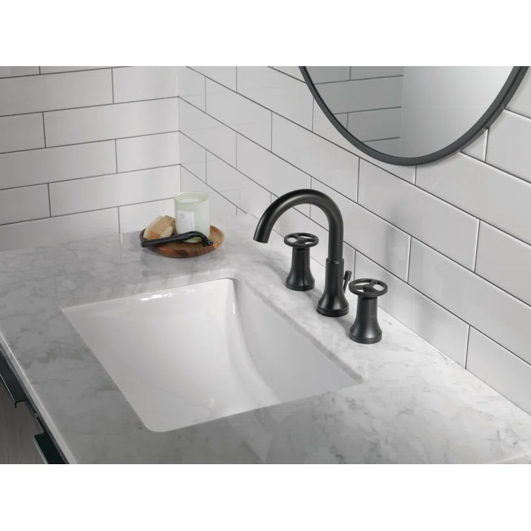 Trinsic Widespread Bathroom Faucet 3 Hole with Wheel Handle, 2-handle Bathroom Sink Faucet