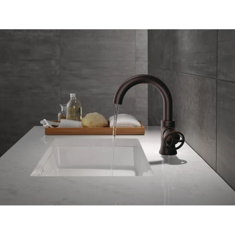 Trinsic Single Hole Bathroom Faucet with Wheel Handle, Single Handle Bathroom Sink Faucet