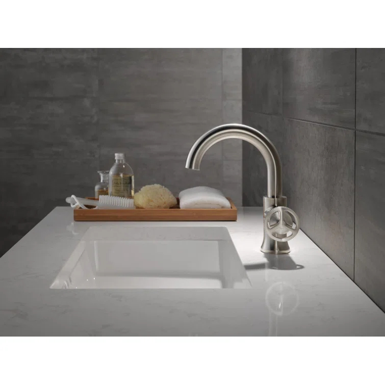 Trinsic Single Hole Bathroom Faucet with Wheel Handle, Single Handle Bathroom Sink Faucet
