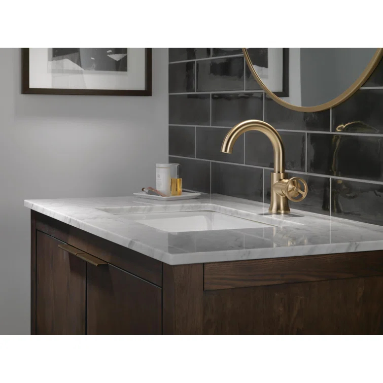 Trinsic Single Hole Bathroom Faucet with Wheel Handle, Single Handle Bathroom Sink Faucet