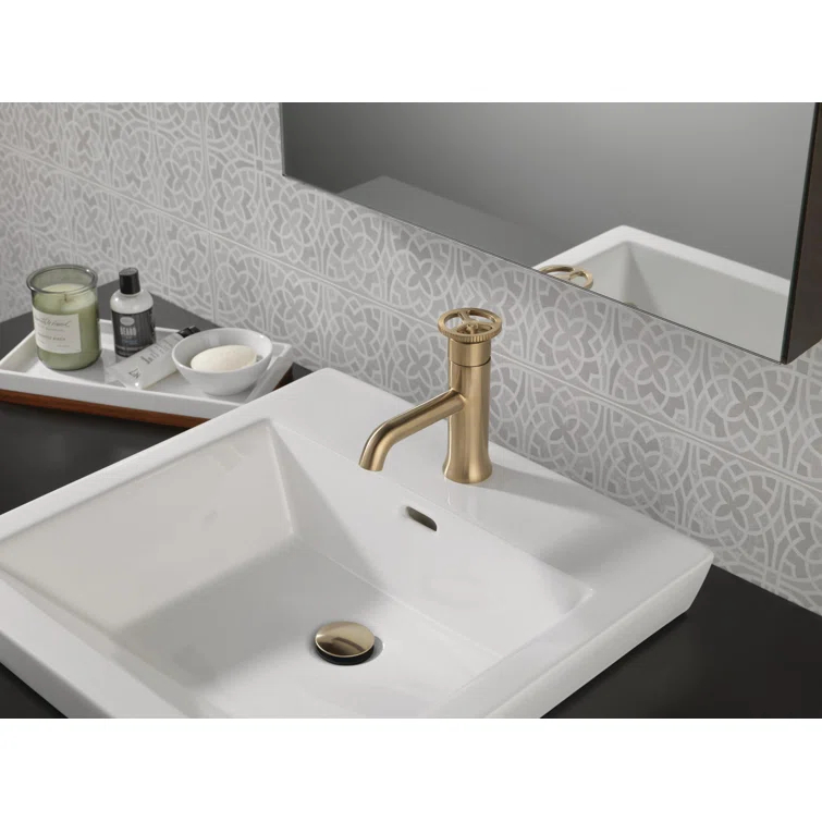 Trinsic Single Hole Bathroom Faucet with Wheel Handle, Single Handle Bathroom Sink Faucet