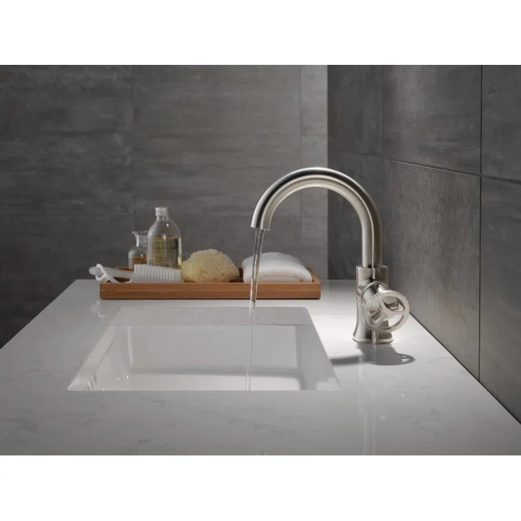 Trinsic Single Hole Bathroom Faucet with Wheel Handle, Single Handle Bathroom Sink Faucet