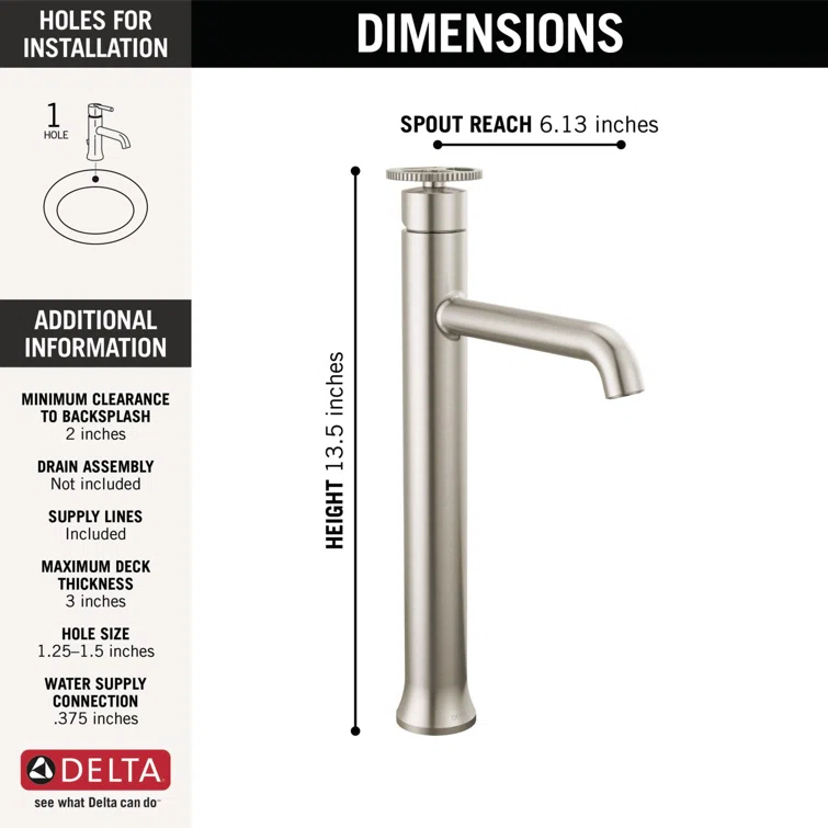 Trinsic Single Hole Vessel Bathroom Faucet, Single Handle Vessel Bathroom Sink Faucet