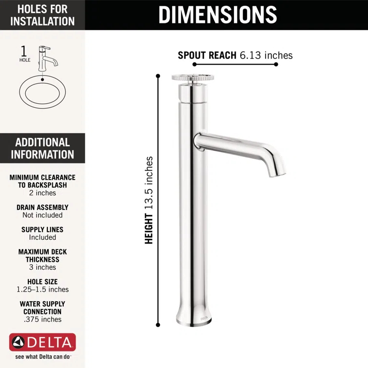 Trinsic Single Hole Vessel Bathroom Faucet with Wheel Handle, Single Handle Bathroom Sink Faucet
