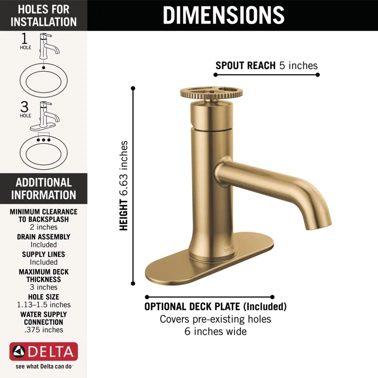Trinsic Single Hole Bathroom Faucet with Wheel Handle, Single Handle Bathroom Sink Faucet