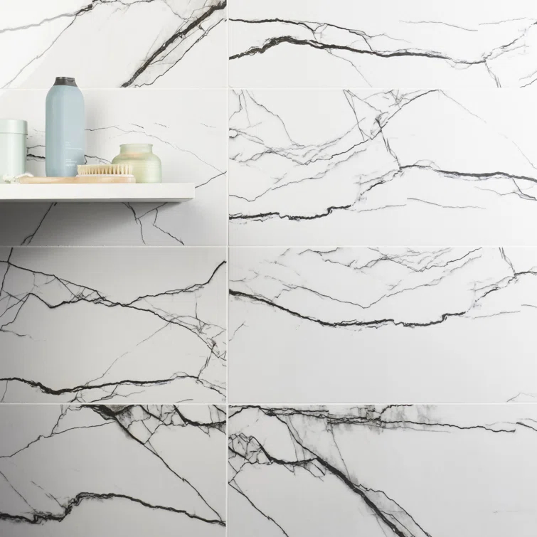 Magnus 11.81 in. x 23.62 in. Polished Porcelain Marble Look Floor and Wall Tile (11.62 Sq. Ft./Case)