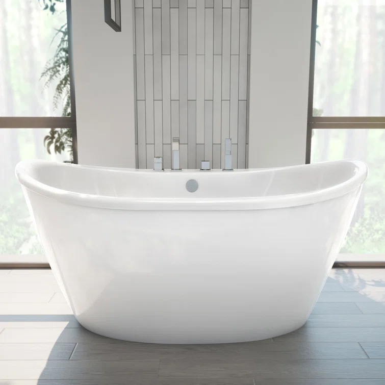 60" L x 32" W Free Standing Soaking Acrylic Bathtub