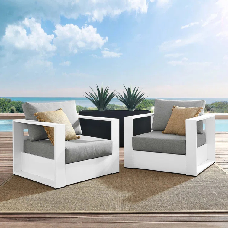 Modway Modway Tahoe Outdoor Patio Powder-Coated Aluminum Armchair Set (Set of 2)