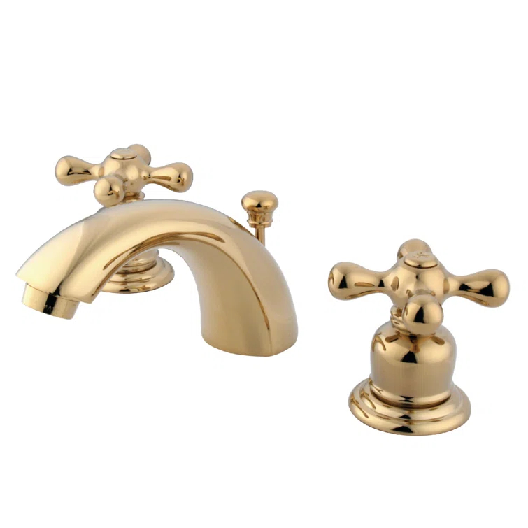 Kingston Brass Victorian Two-Handle 3-Hole Deck Mount Mini-Widespread Bathroom Faucet with Plastic Pop-Up