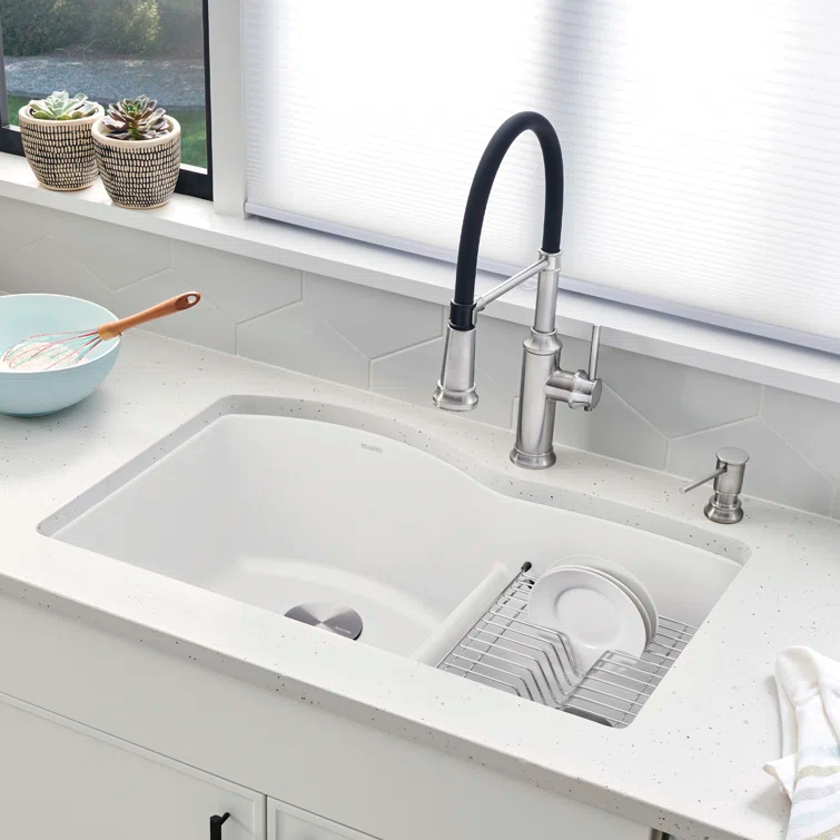 Diamond SILGRANIT 32" L x 20.88" W Double Bowl Undermount Kitchen Sink with Low Divide
