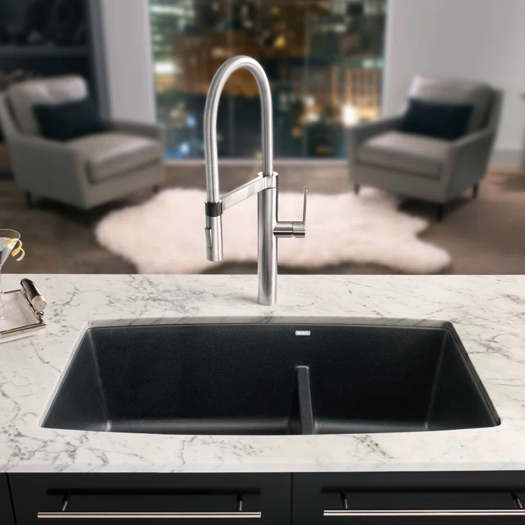 Performa SILGRANIT 33" L x 19" W Double Bowl Undermount Kitchen Sink
