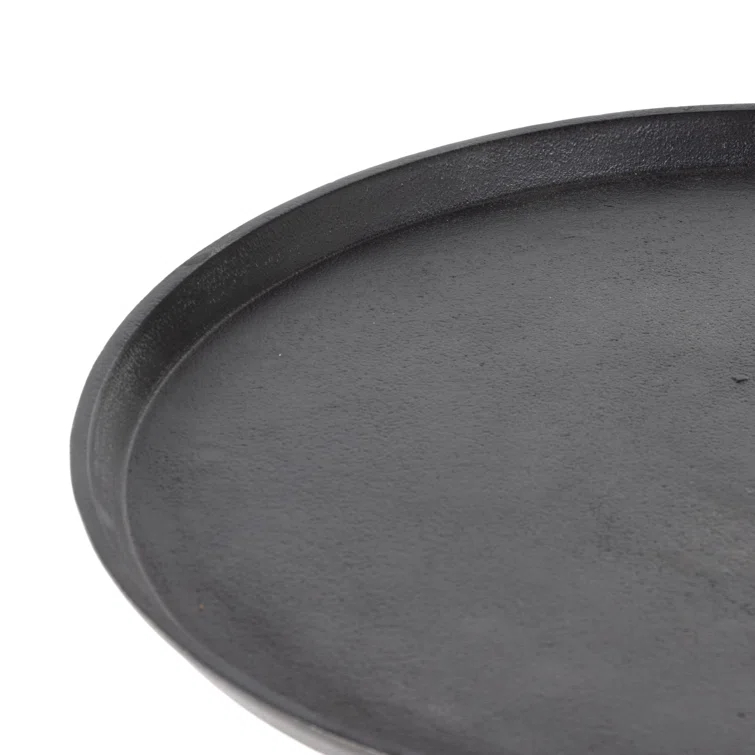 River Gray Marble and Black Aluminum Round Accent Table