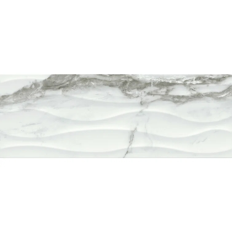 Emser Tile Sculpture Wav Venato 13 in. x 36 in. Glossy Ceramic Wall Tile (12.93 sq. ft./Case)