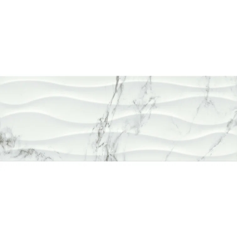 Emser Tile Sculpture Wav Venato 13 in. x 36 in. Glossy Ceramic Wall Tile (12.93 sq. ft./Case)