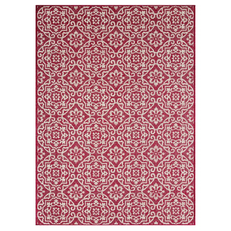 Nicole Miller New York Patio Country Danica Geometric Indoor/Outdoor Area Rug, Pink/Ivory