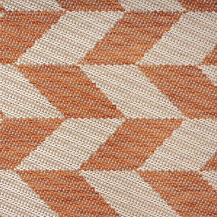 NICOLE MILLER NEW YORK Patio Country Calla Herringbone Indoor/Outdoor Area Rug, Orange/Ivory