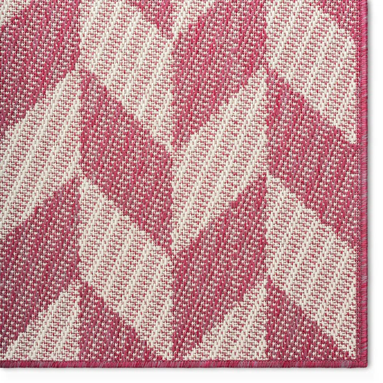 NICOLE MILLER NEW YORK Country Calla Herringbone Indoor/Outdoor Area Rug, Pink/Ivory