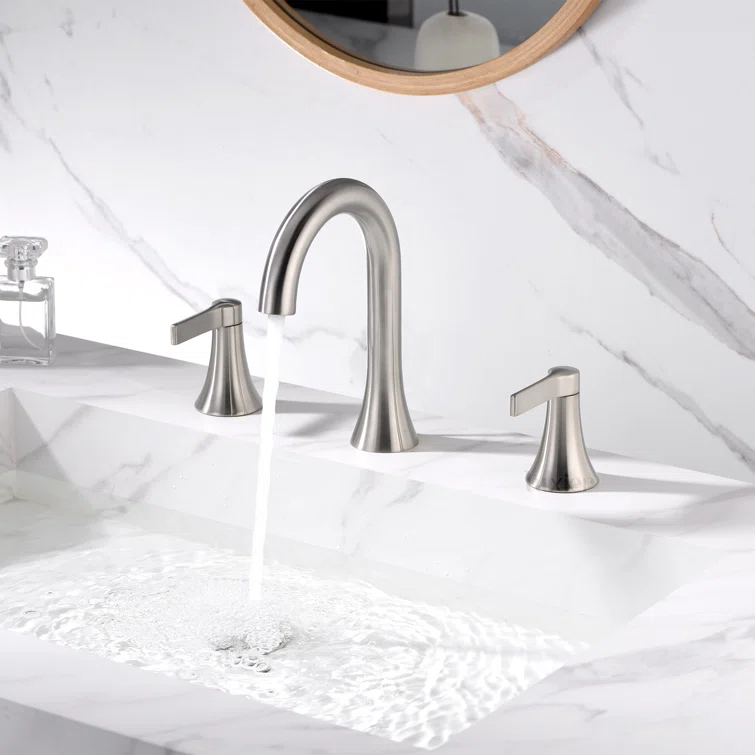 Widespread Bathroom Faucet with Drain Assembly