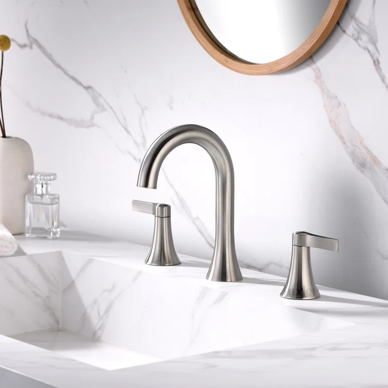 Widespread Bathroom Faucet with Drain Assembly