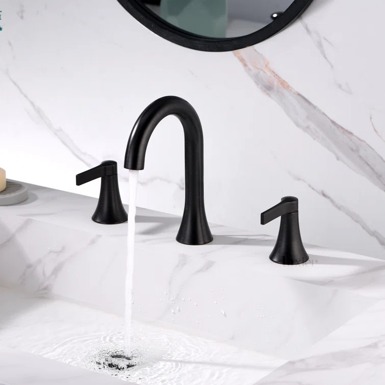 Widespread Bathroom Faucet with Drain Assembly