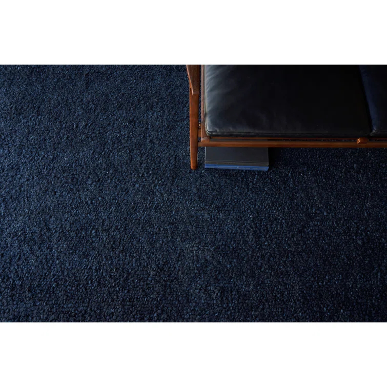 Borelli Hand-Loomed Wool Navy Blue Area Rug