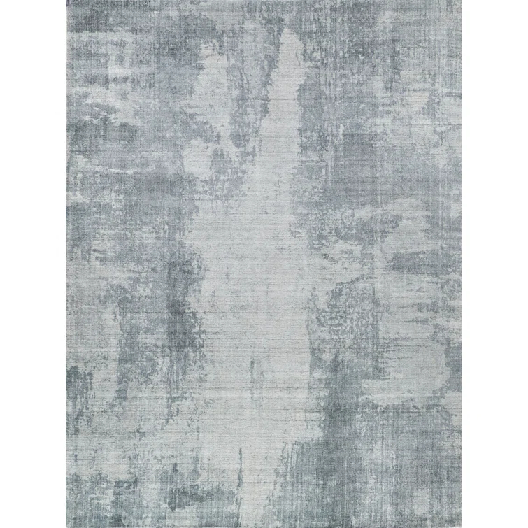 Exquisite Rugs Stone Wash Gazni Handmade Hand Loomed Wool/Bamboo Silk Blue Area Rug