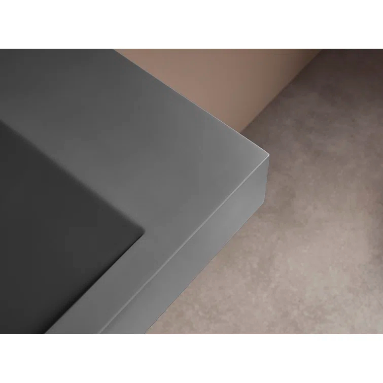 40 in. Wall-Mount or Countertop Bathroom Sink V-Shape Drain Solid Surface Material