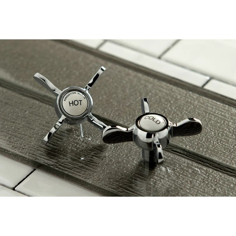Kingston Brass Kingston Three-Handle 2-Hole Freestanding Tub Faucet with Supply Line and Stop Valve