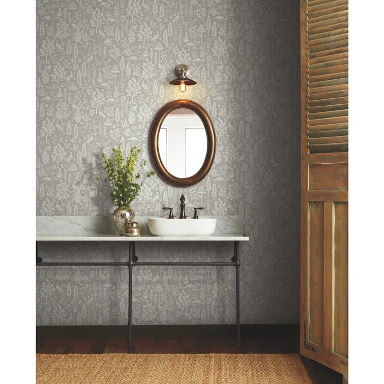 Menagerie Toile 27" L x 27" W Smooth Wallpaper Roll